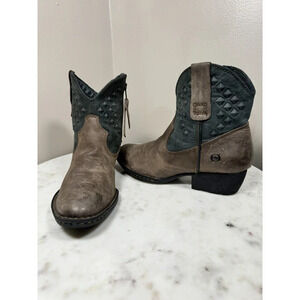 Born Suede Leather Ankle Boots Distressed Western Cowgirl Sz 8